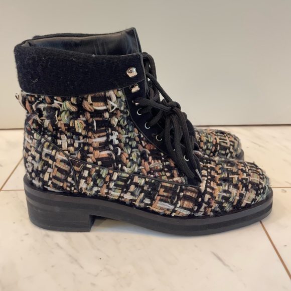 Chanel Tweed Lace Up Boots - Picture 2 of 14